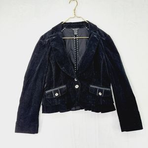 White House Black Market Women's Black Button Corduroy/Velvet Gothic Jacket Z1